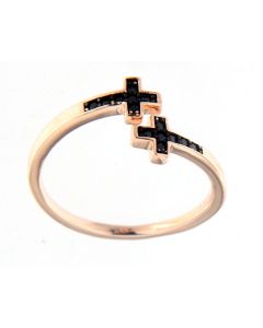 Ring with crosses. Sterling silver, gold plating.