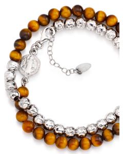 Saint Benedict bracelet. Sterling silver 925 and tiger's-eyes. AMEN