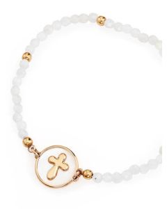 Bracelet with cross. Sterling silver 925 and mother of pearl. AMEN