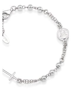 Rosary bracelet with cross and Saint Benedict. Sterling silver 925. (Man). AMEN
