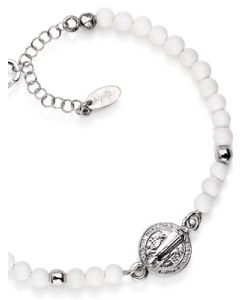 Saint Benedict bracelet. Sterling silver 925 and agate. Woman. AMEN