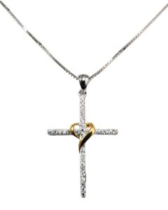 Cross with chain. Sterling silver, gold plating.