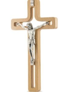 Wood stamped cross with Christ