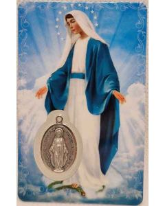 Estampa de la Virgen Milagrosa con medalla