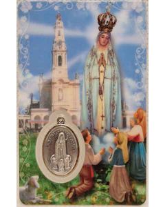 Estampa de la Virgen de Fatima con medalla