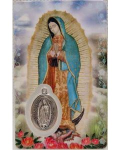 Estampa de la Virgen de Guadalupe con medalla