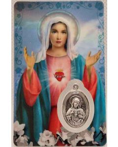 Estampa del Sagrado Corazon de Maria con medalla
