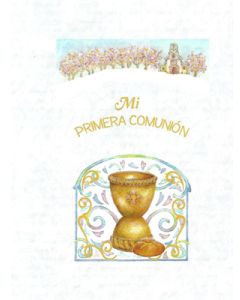 First Communion book of imitation nacre. With music.