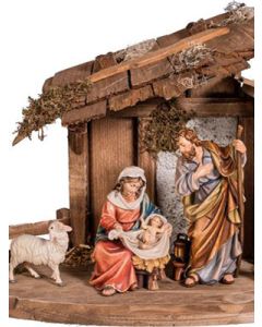 Complet Nativity with stable (6 sculptures) 