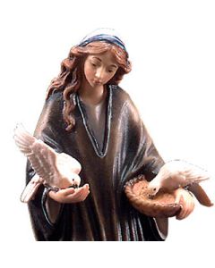 Woman with doves -Highlander Nativity (carved in wood)