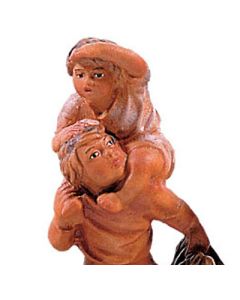 Two boys - Highlander Nativity (carved in wood)