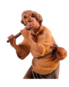 Musician with flute - Highlander Nativity (carved in wood)