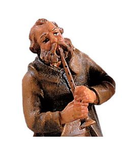 Musician with pipe - Highlander Nativity (carved in wood)