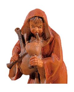 Musician with bagpipe - HighlanderNativity (carved in wood)
