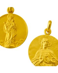 Medalla escapulario de la Virgen Blanca y el Sagrado Corazon de Jesus