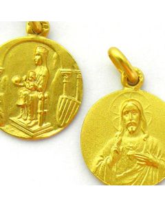 Medalla escapulario de la Virgen de Montserrat (arco) y el Sagrado Corazon de Jesus