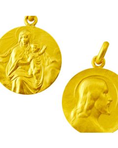 Medalla escapulario de la Virgen del Carmen y Cristo Salvador