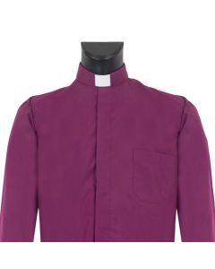 Camisa Clergyman Violeta. Manga larga. Mixto Algodón