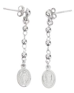 Earrings of Our Lady of the Miracle and Francis Pope. Sterling silver 925. AMEN