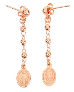 Earrings of Our Lady of the Miracle and Francis Pope. Sterling silver 925, rose. AMEN