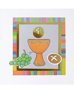 Card Frame First Communion. Gold brightness