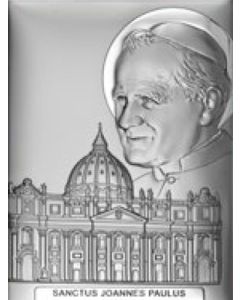 Retablo del Papa San Juan Pablo II. Plata laminada.