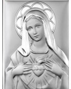 Retablo del Sagrado Corazón de María. Plata laminada.