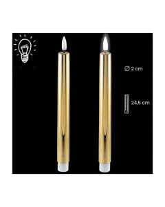 Set of 2 candles, gold effect. Batteries